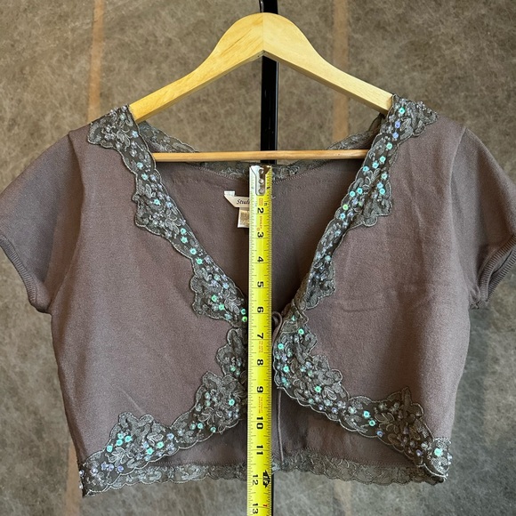 Y2K Studio Y Cropped 1/2 Cardi with Sequins Women’s L - Picture 11 of 12